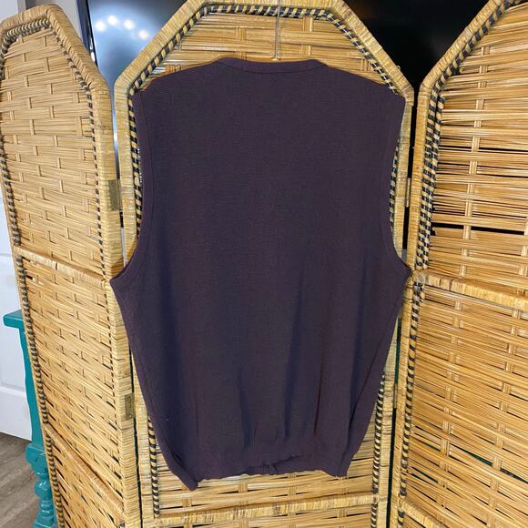J. Ashford 100% Merino Wool Sweater Vest XXL Bulgaria grandpa Woolmark plum red - Picture 7 of 8
